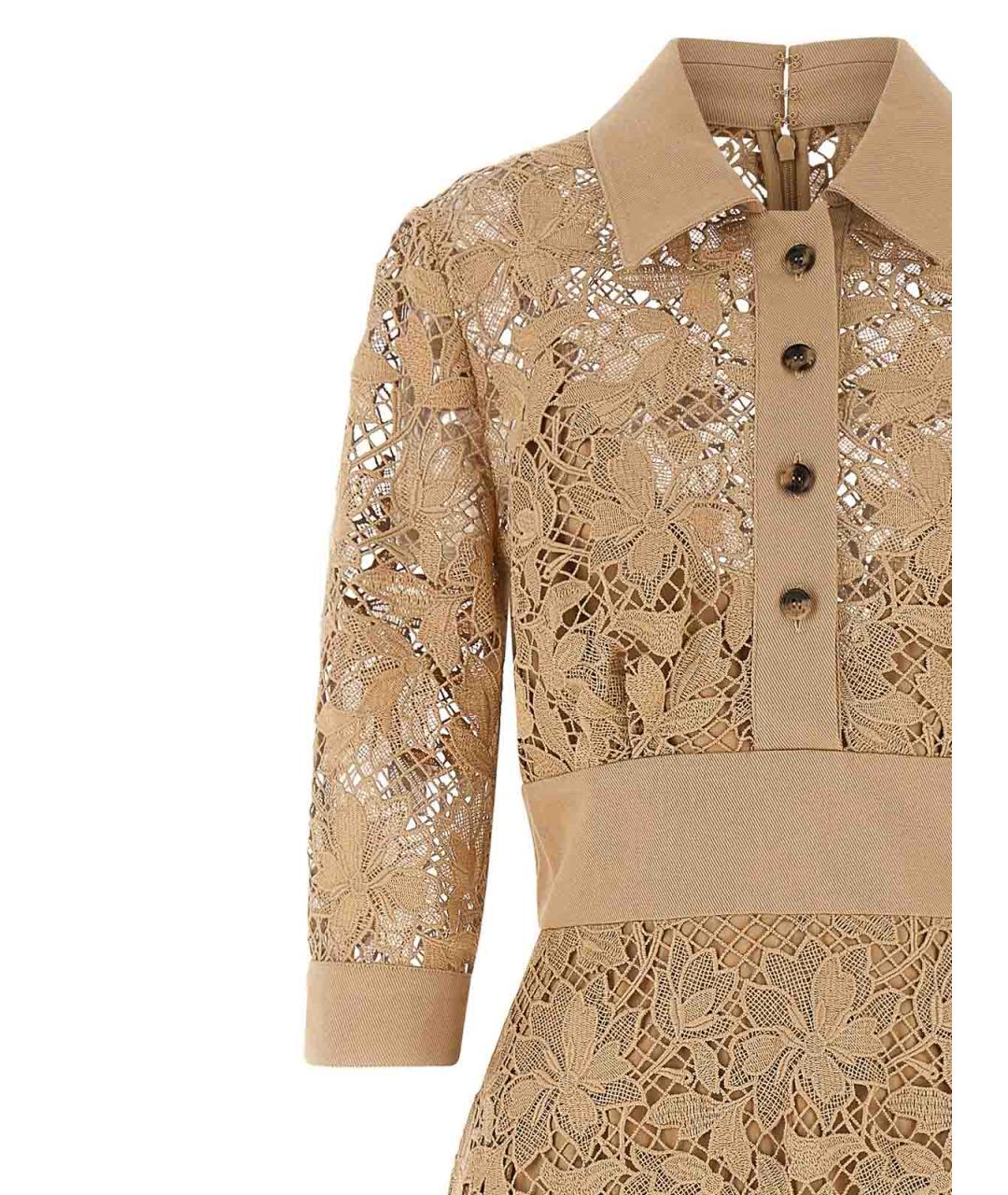 ELIE SAAB Бежевое хлопковое повседневное платье, фото 3