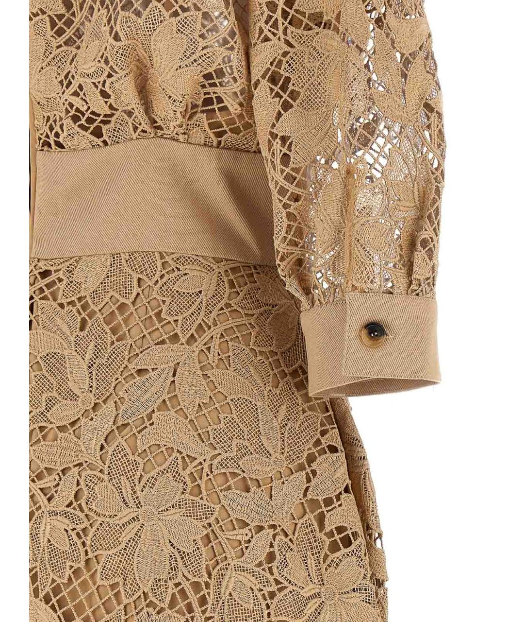 ELIE SAAB Бежевое хлопковое повседневное платье, фото 4