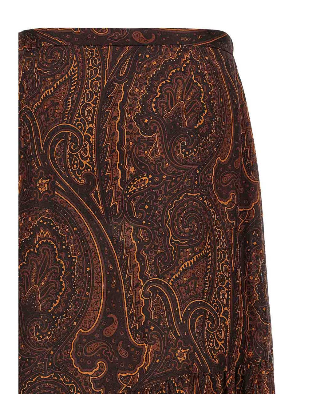 ETRO Коричневая шелковая юбка миди, фото 3