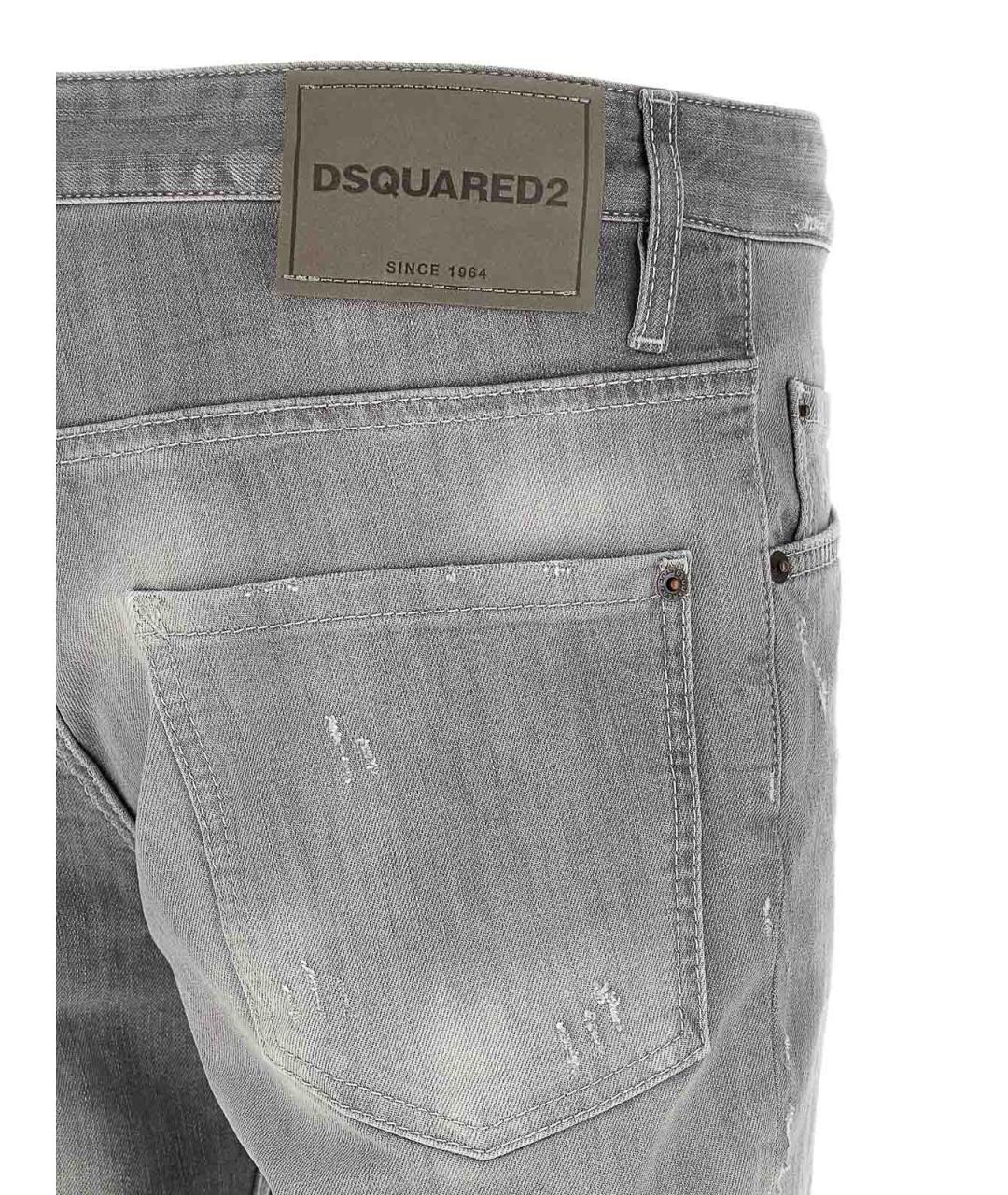 DSQUARED2 Серые хлопковые прямые джинсы, фото 4