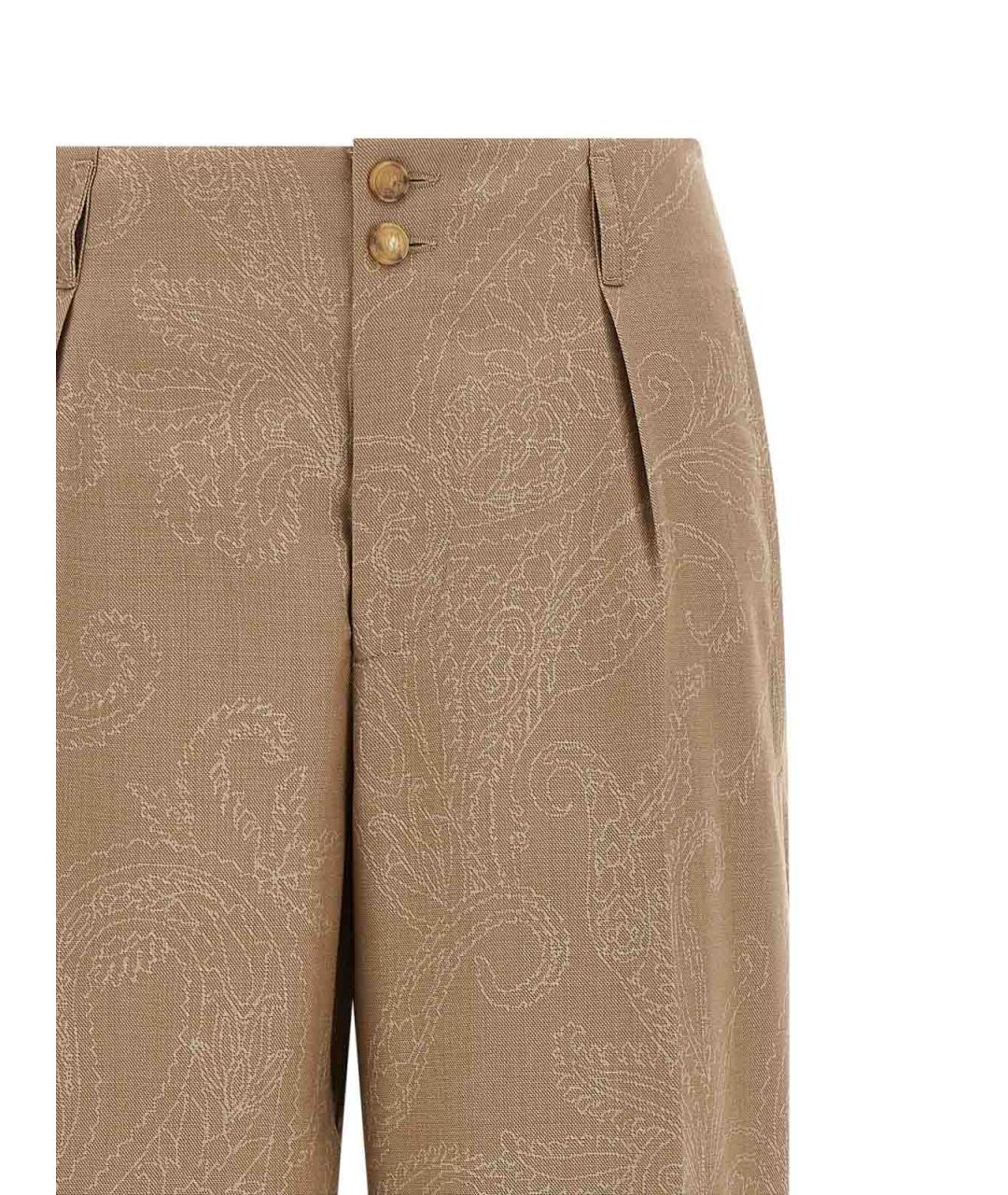 ETRO Бежевые шерстяные прямые брюки, фото 3