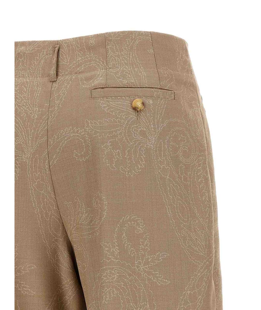ETRO Бежевые шерстяные прямые брюки, фото 4