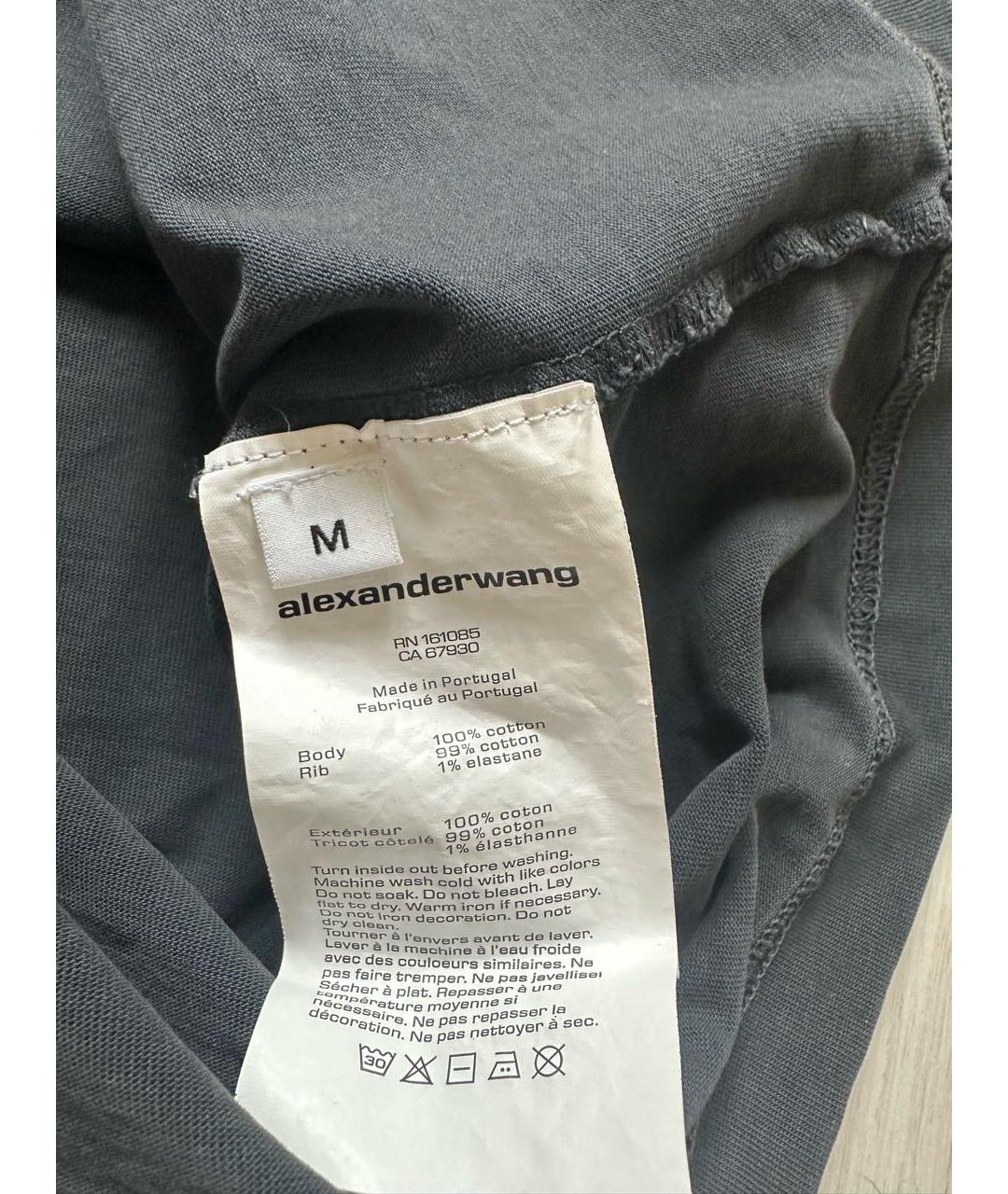 ALEXANDER WANG Серая хлопковая футболка, фото 3