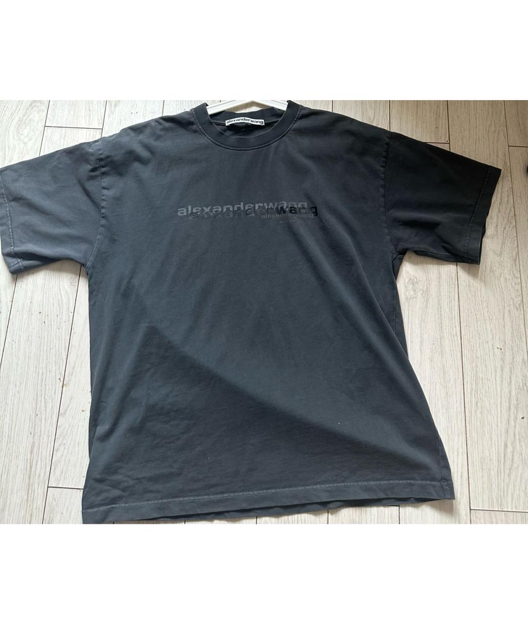ALEXANDER WANG Серая хлопковая футболка, фото 5