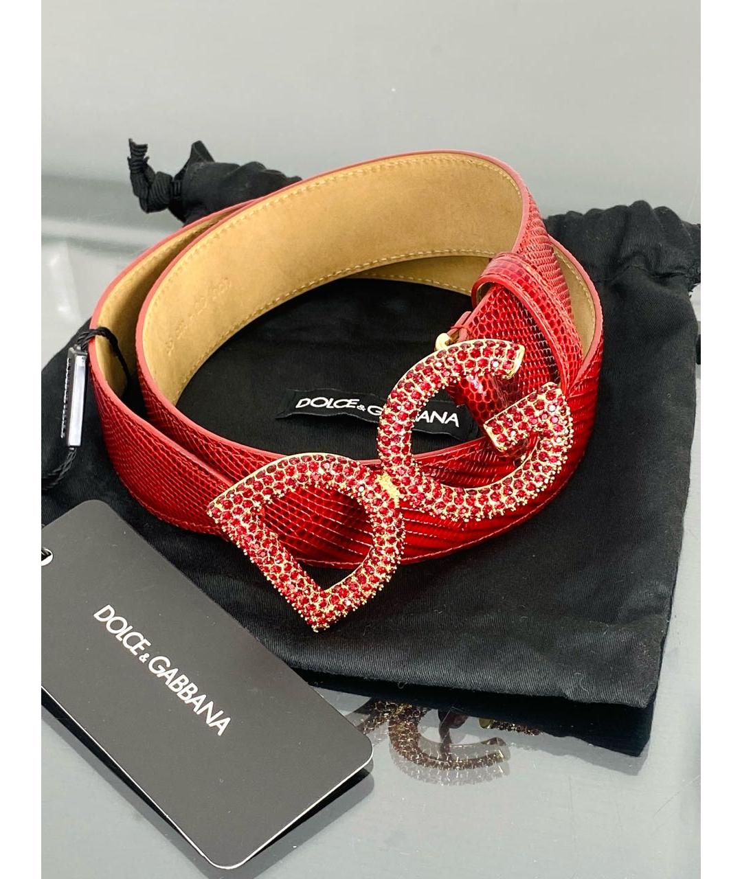 DOLCE&GABBANA Бордовый кожаный ремень, фото 5