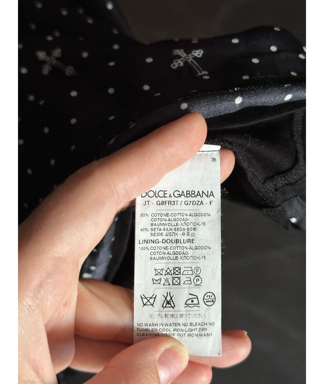 DOLCE&GABBANA Черное хлопковое поло с коротким рукавом, фото 5