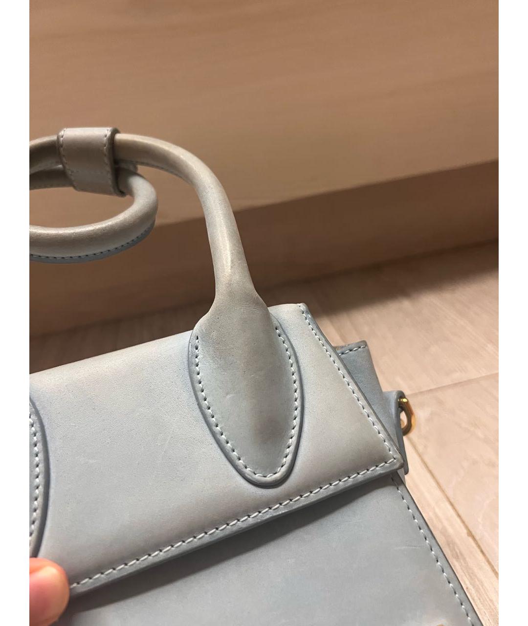 JACQUEMUS Голубая замшевая сумка с короткими ручками, фото 5