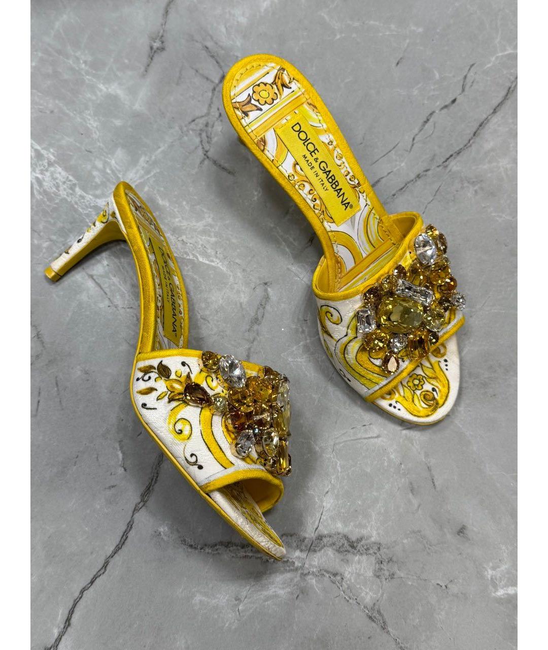 DOLCE&GABBANA Желтые текстильные сабо, фото 3