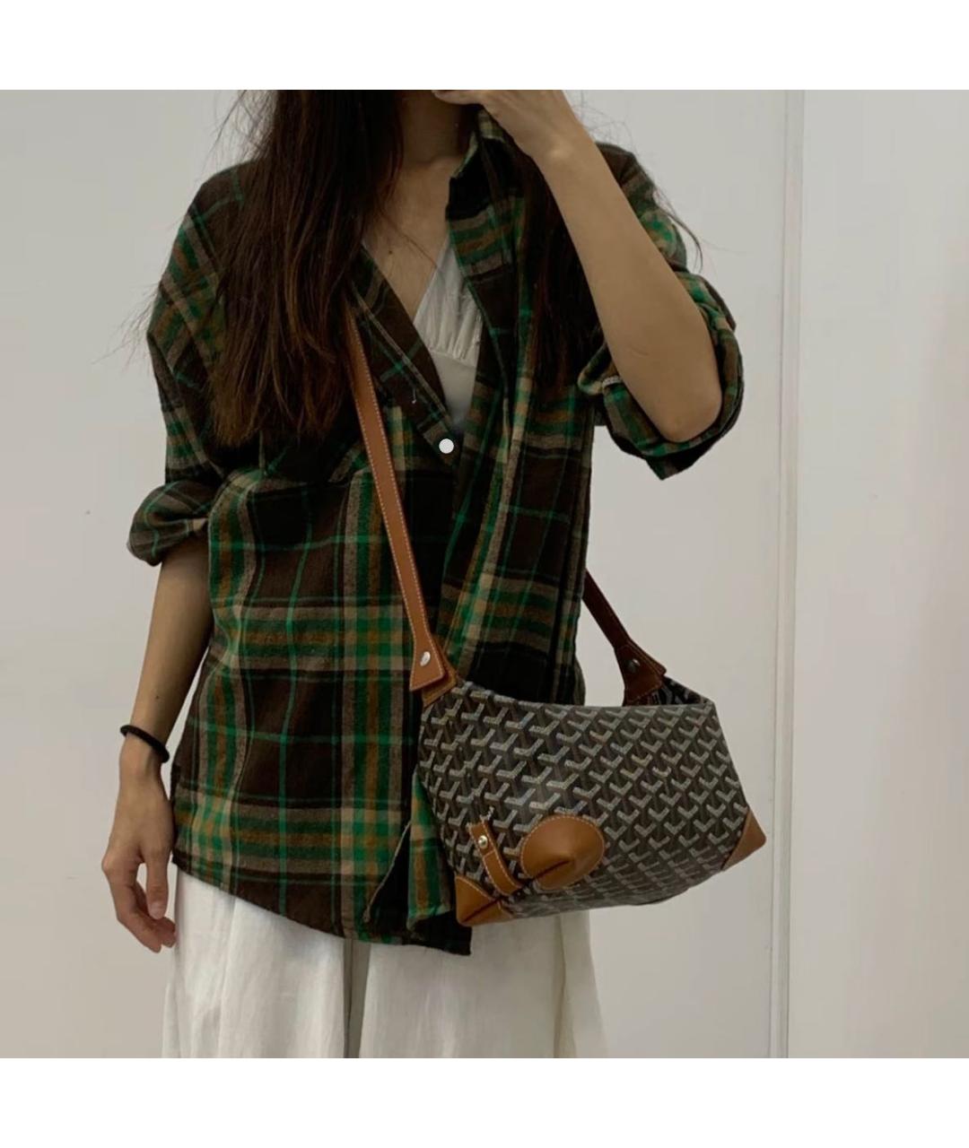 GOYARD Черная кожаная сумка с короткими ручками, фото 5