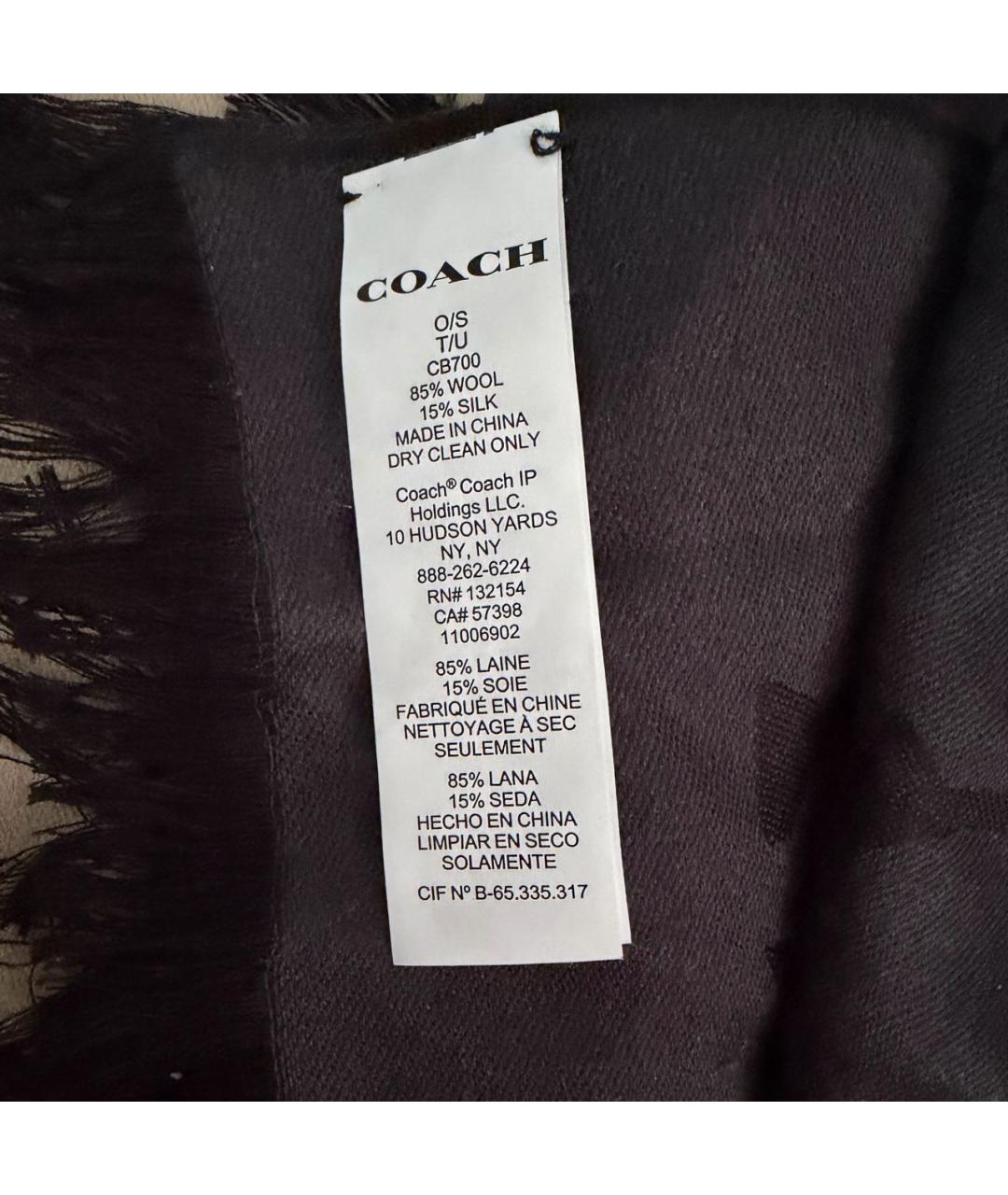 COACH Черный шелковый шарф, фото 3