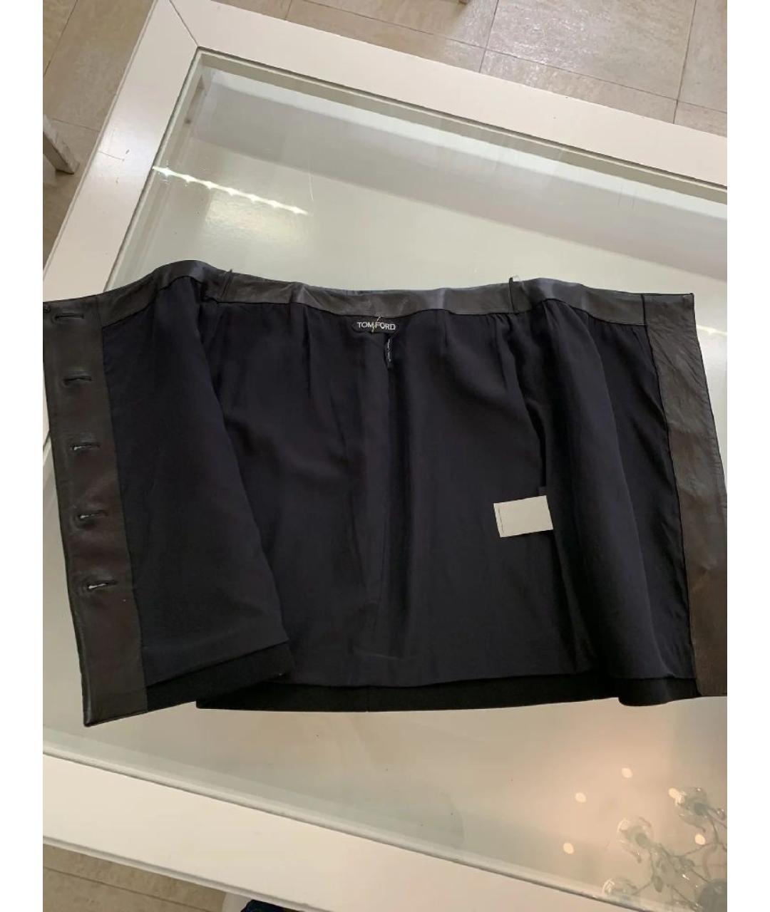 TOM FORD Черная шерстяная юбка мини, фото 4