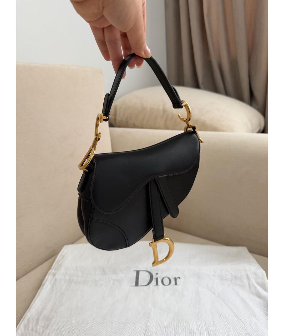 CHRISTIAN DIOR Черная кожаная сумка с короткими ручками, фото 2