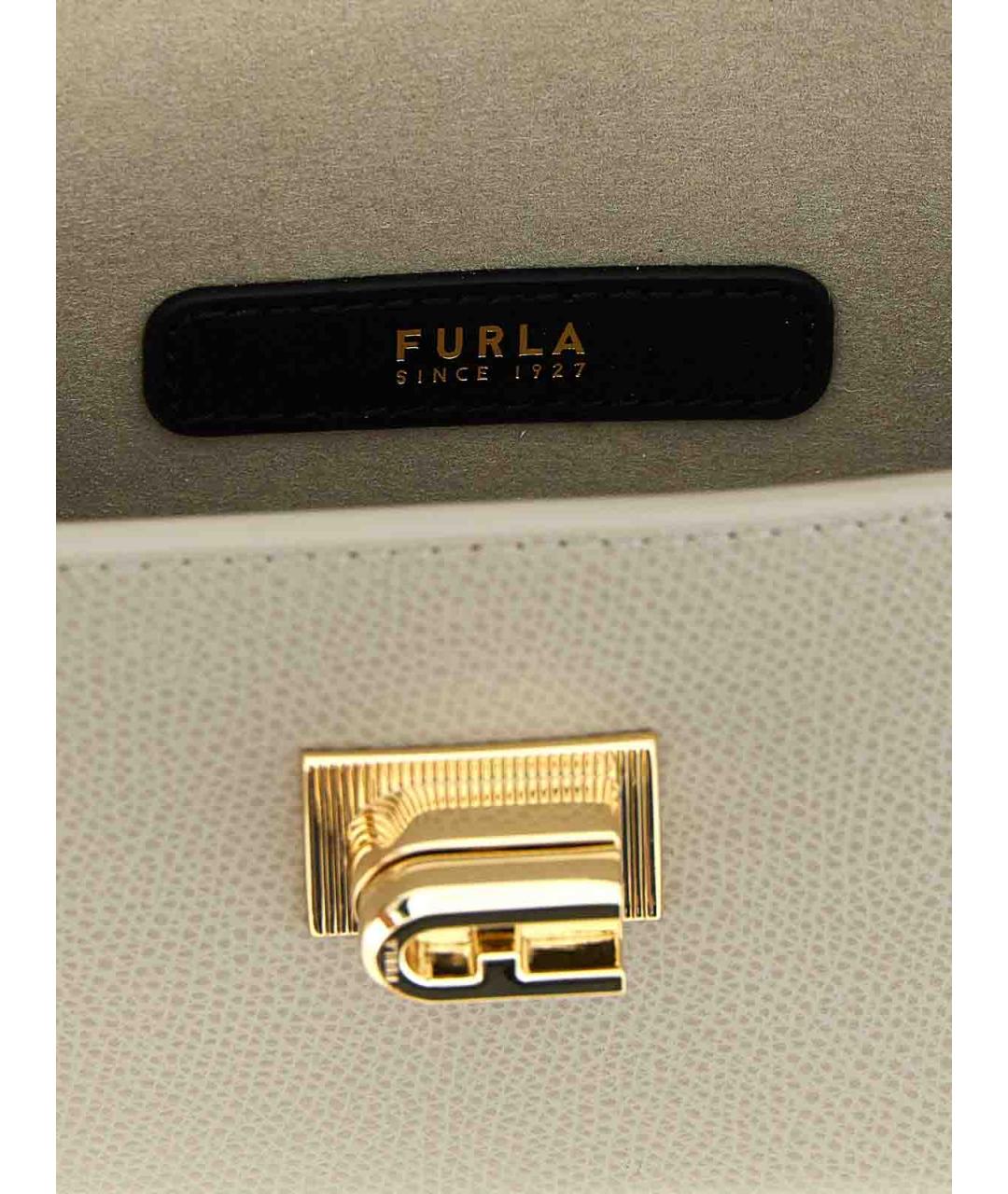 FURLA Серая кожаная сумка через плечо, фото 4