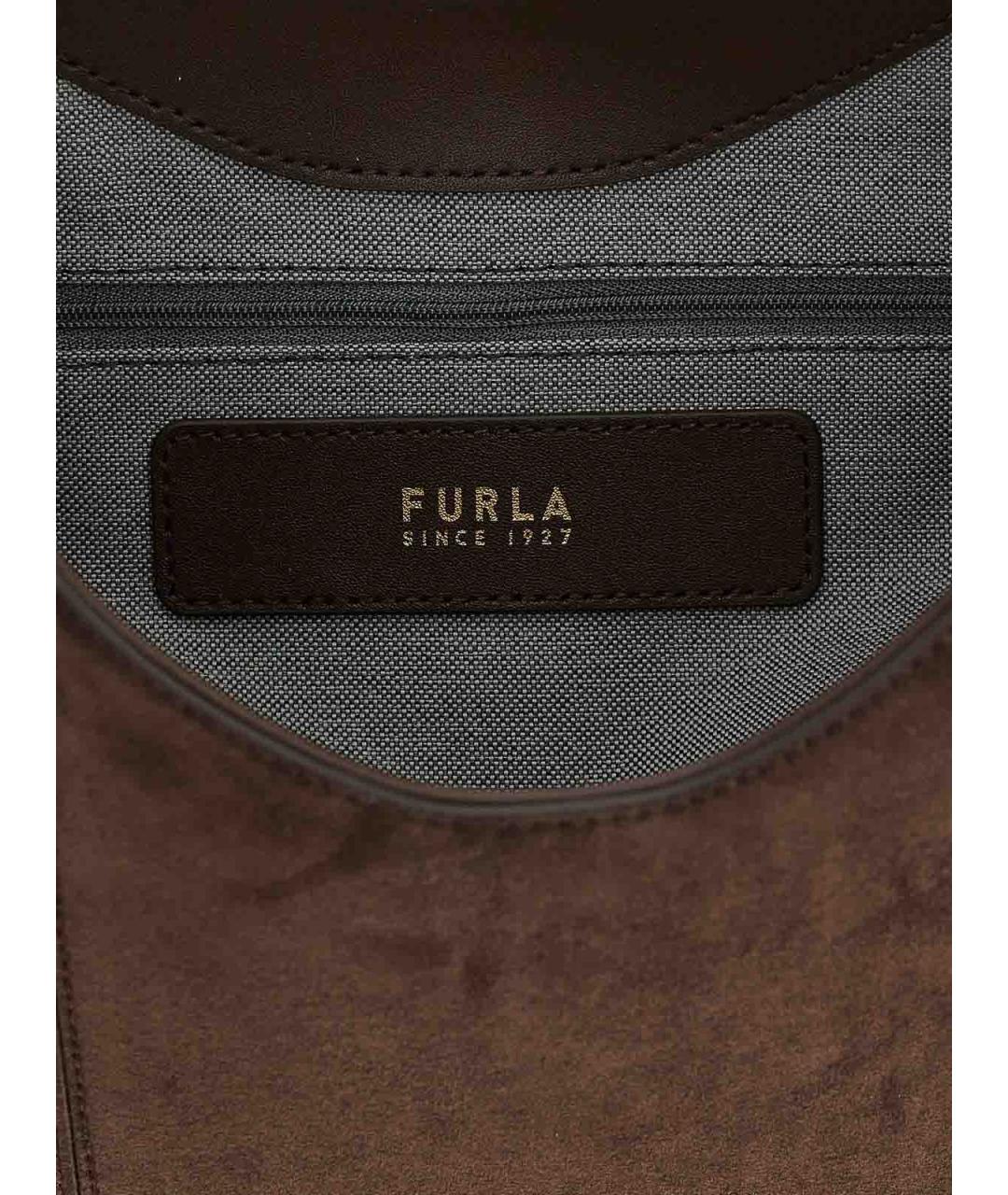 FURLA Коричневая кожаная сумка через плечо, фото 4
