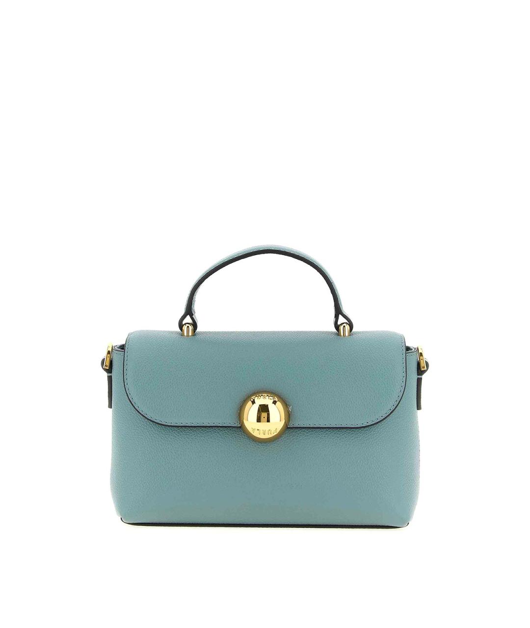 FURLA Голубая кожаная сумка с короткими ручками, фото 1