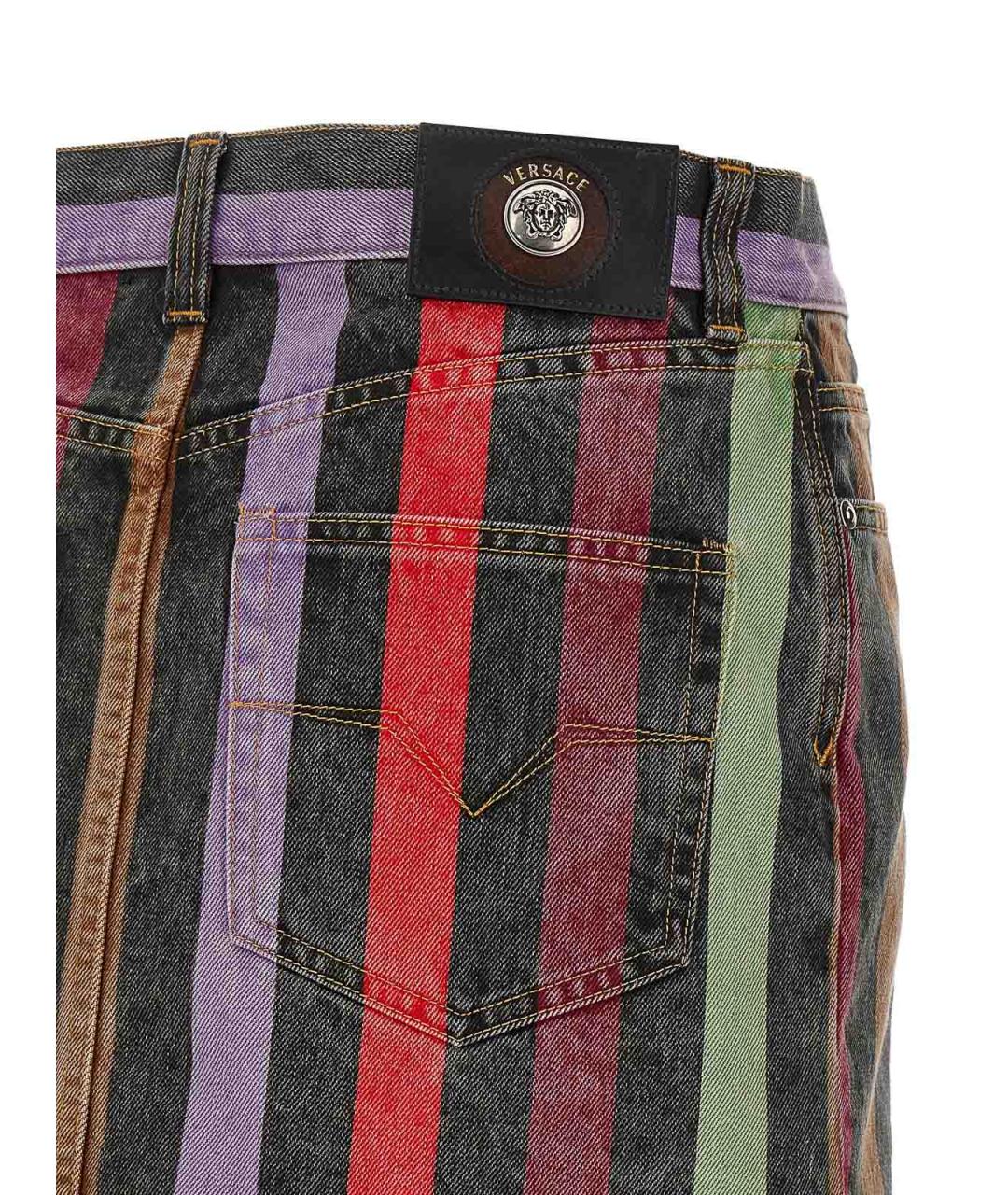 VERSACE Мульти хлопковая юбка мини, фото 4