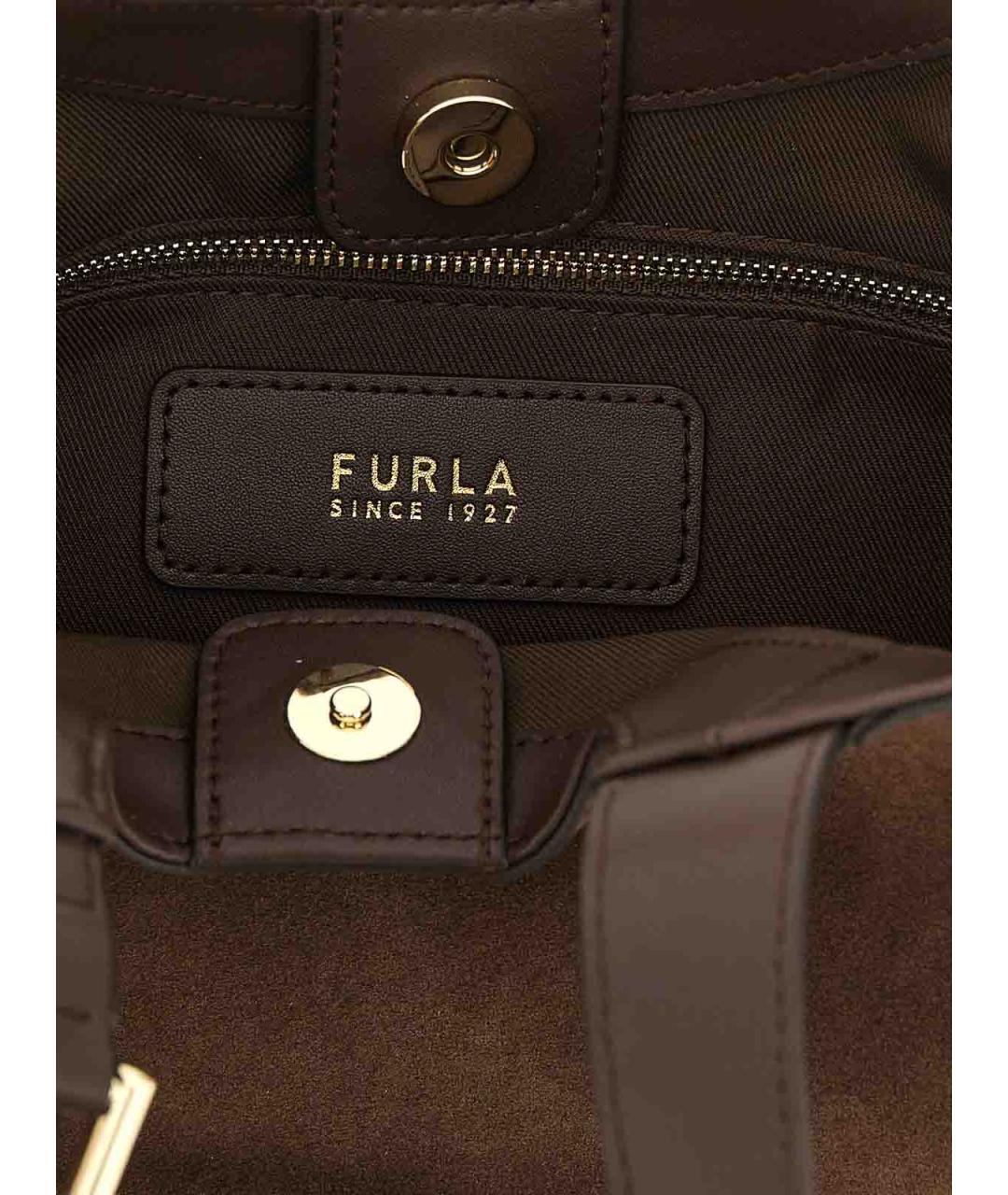 FURLA Коричневая замшевая сумка тоут, фото 4