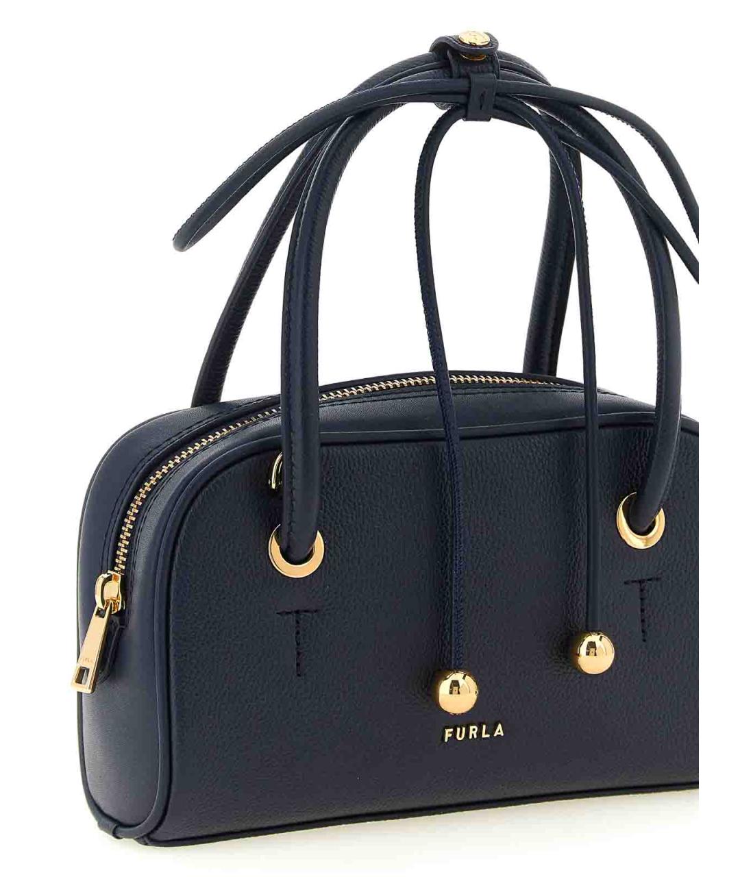 FURLA Синяя кожаная сумка с короткими ручками, фото 3
