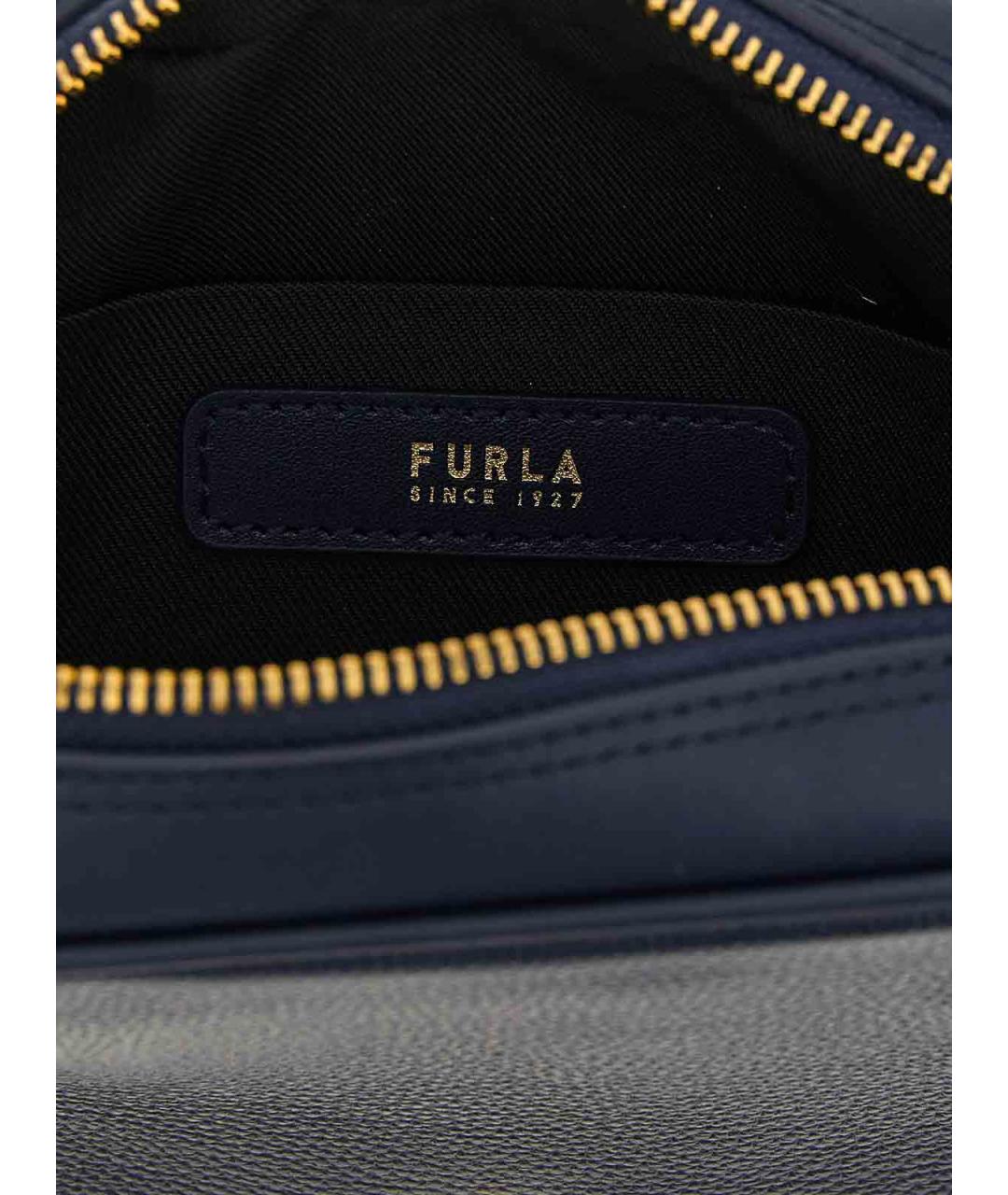 FURLA Синяя кожаная сумка с короткими ручками, фото 4