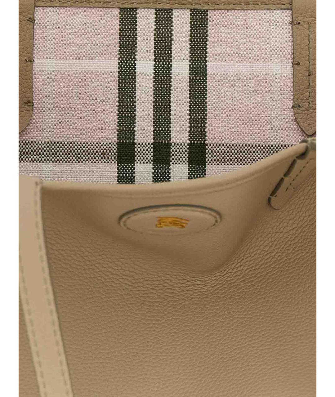 BURBERRY Бежевая кожаная сумка тоут, фото 4