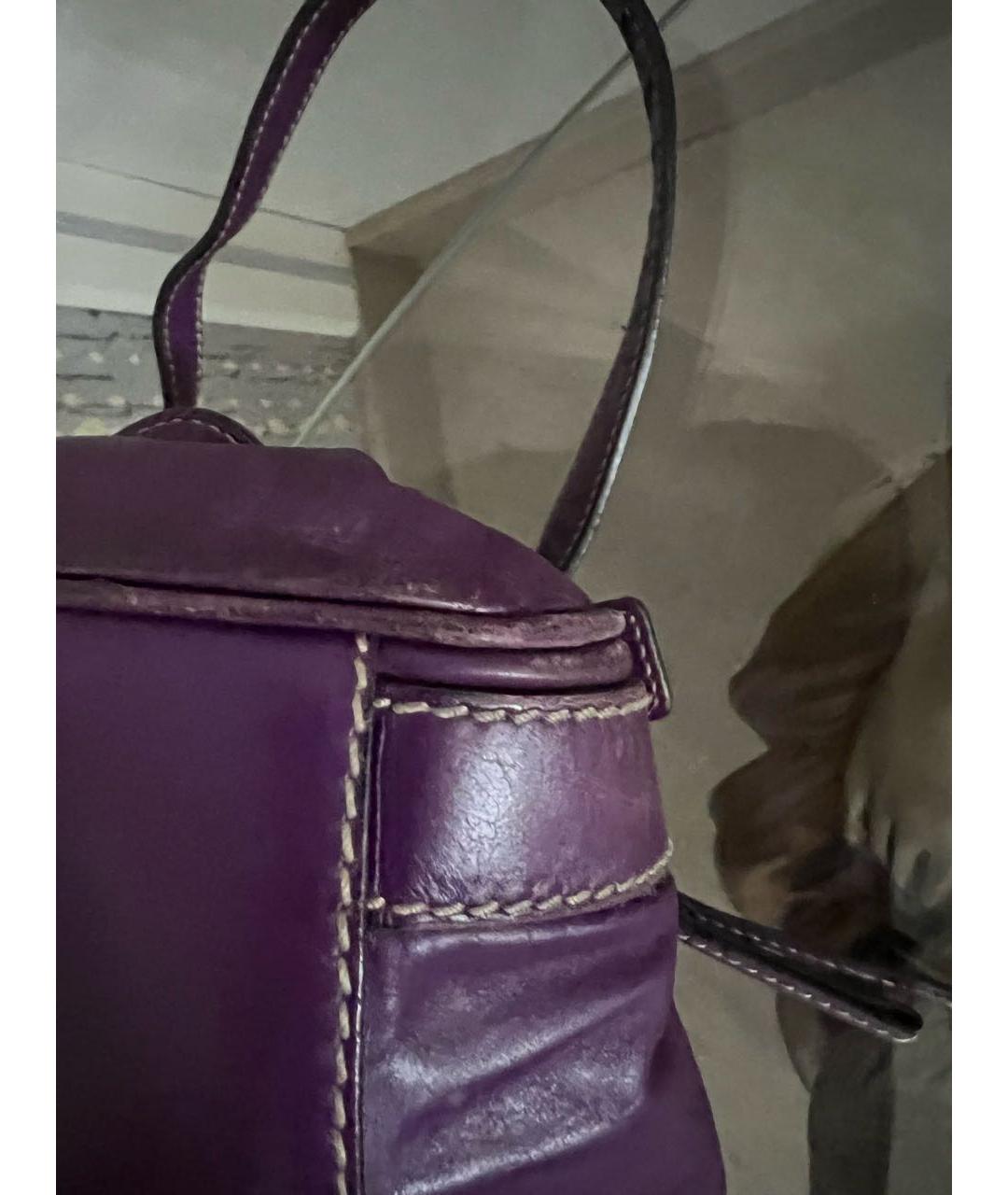 DOLCE&GABBANA Фиолетовая кожаная сумка тоут, фото 7