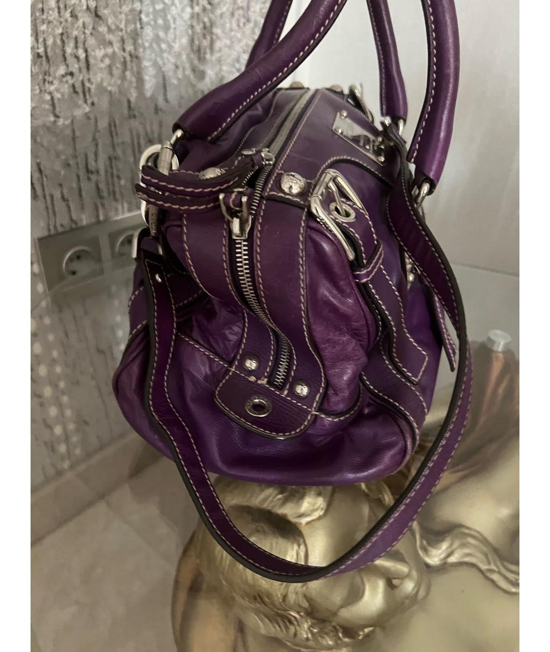 DOLCE&GABBANA Фиолетовая кожаная сумка тоут, фото 2