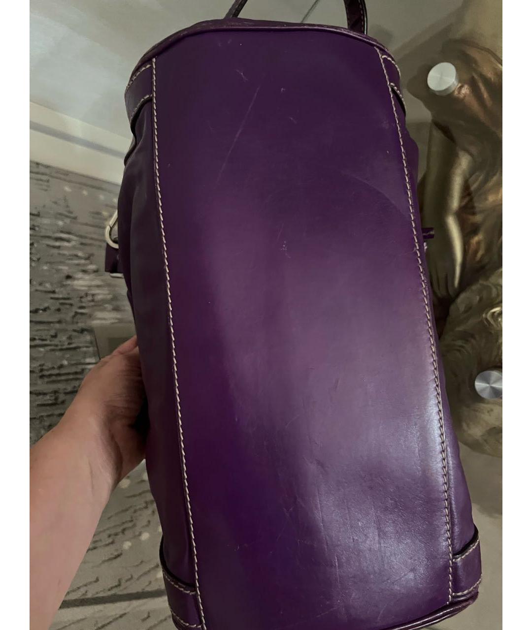 DOLCE&GABBANA Фиолетовая кожаная сумка тоут, фото 6