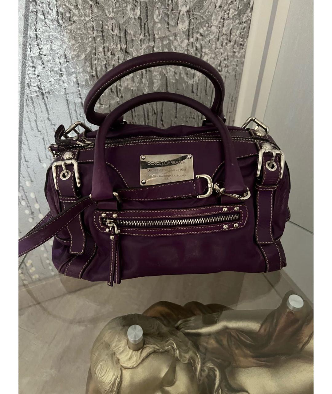 DOLCE&GABBANA Фиолетовая кожаная сумка тоут, фото 9
