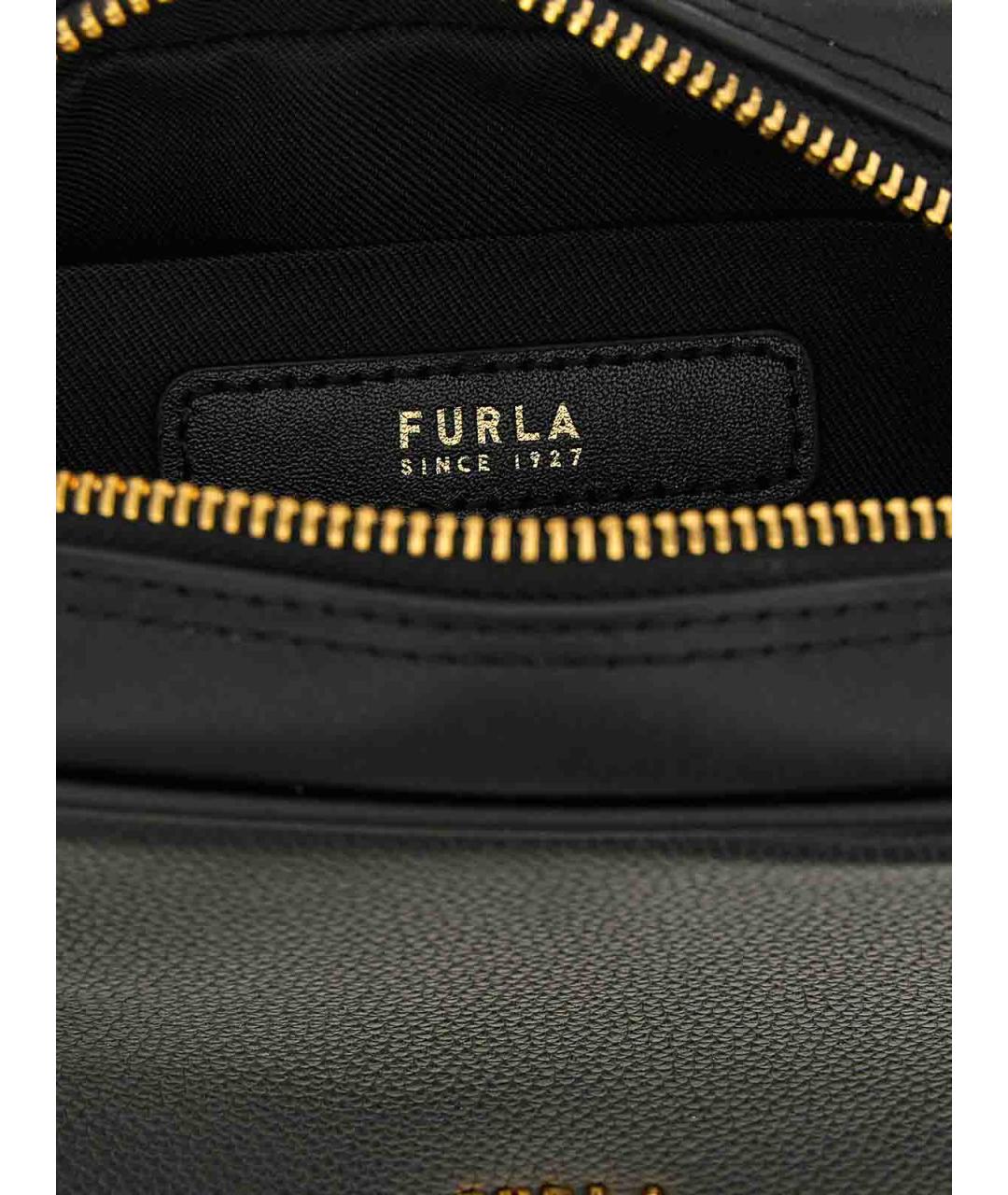 FURLA Черная кожаная сумка с короткими ручками, фото 4