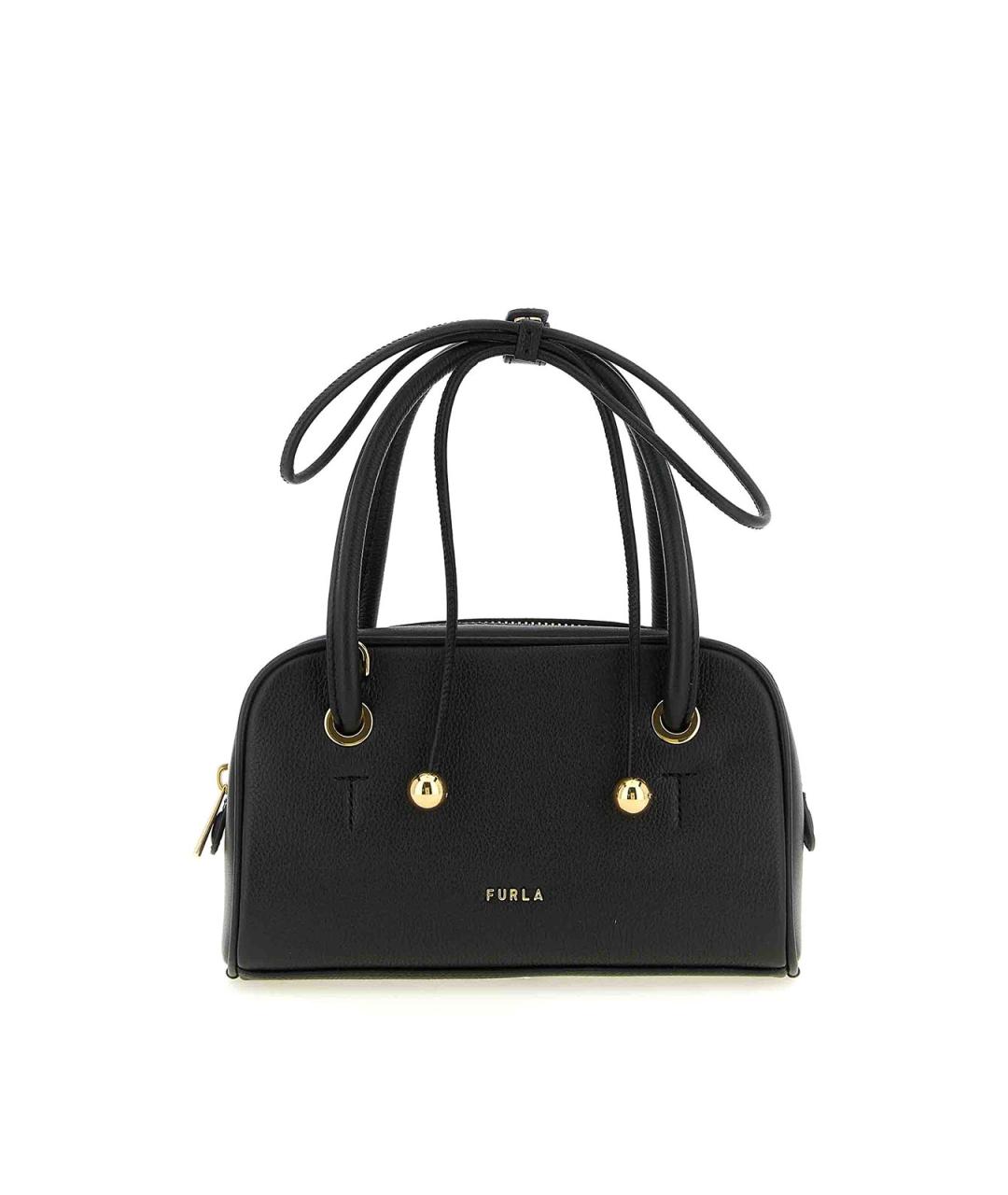 FURLA Черная кожаная сумка с короткими ручками, фото 1