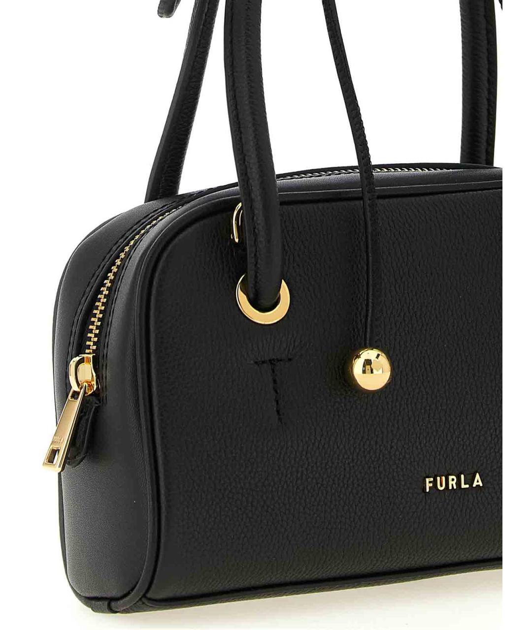 FURLA Черная кожаная сумка с короткими ручками, фото 3