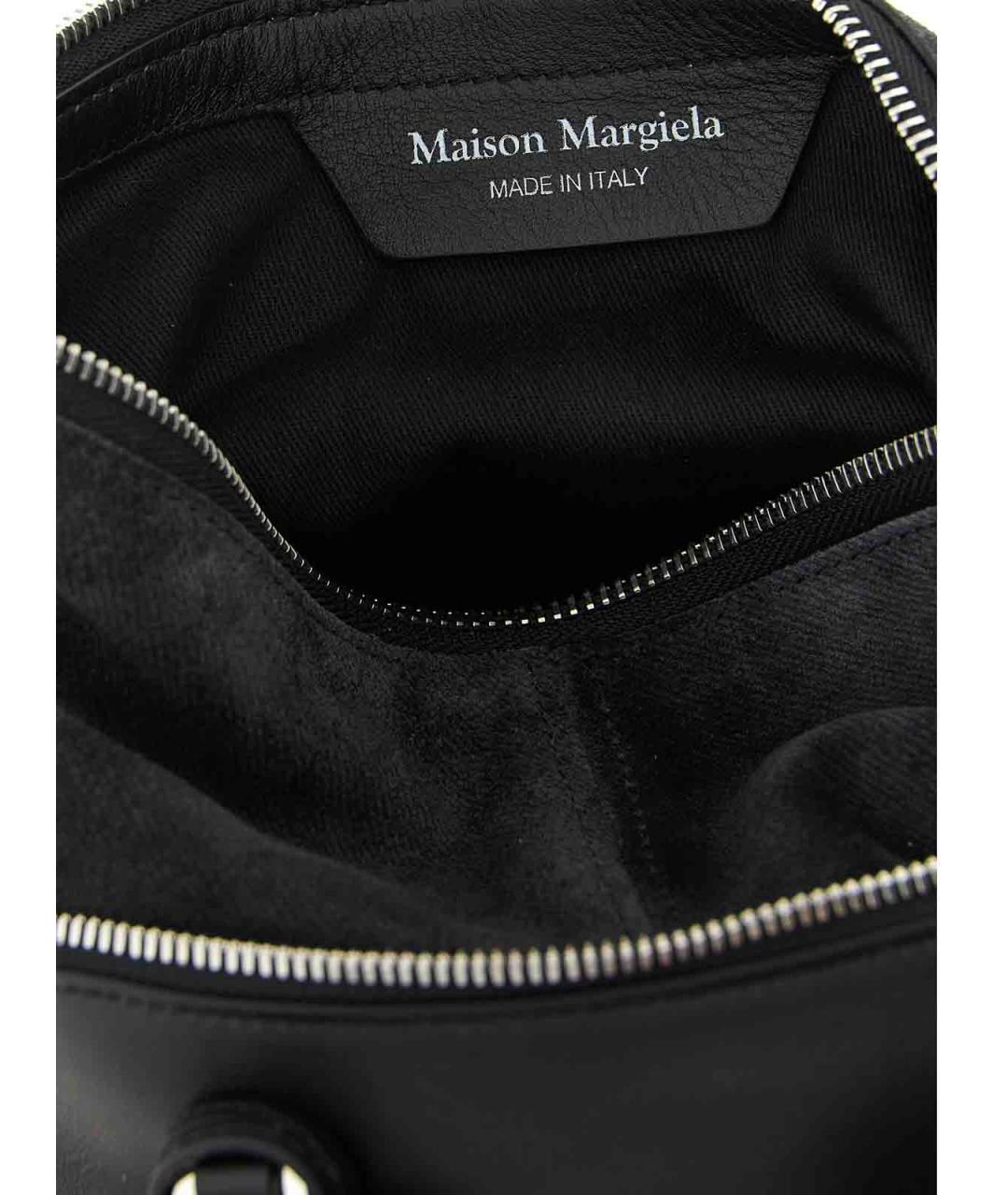 MAISON MARGIELA Черная кожаная сумка через плечо, фото 4