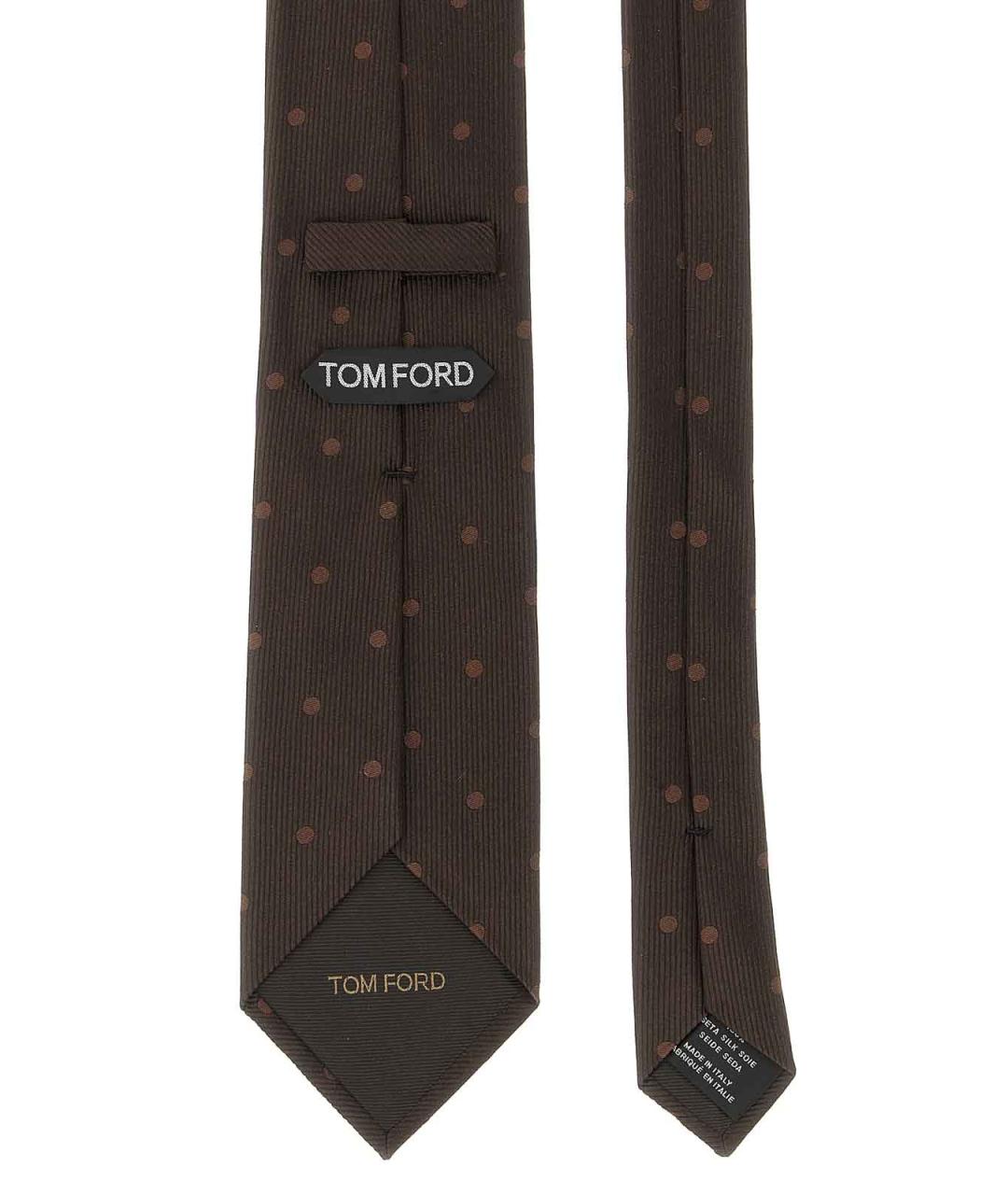 TOM FORD Коричневый шелковый галстук, фото 2