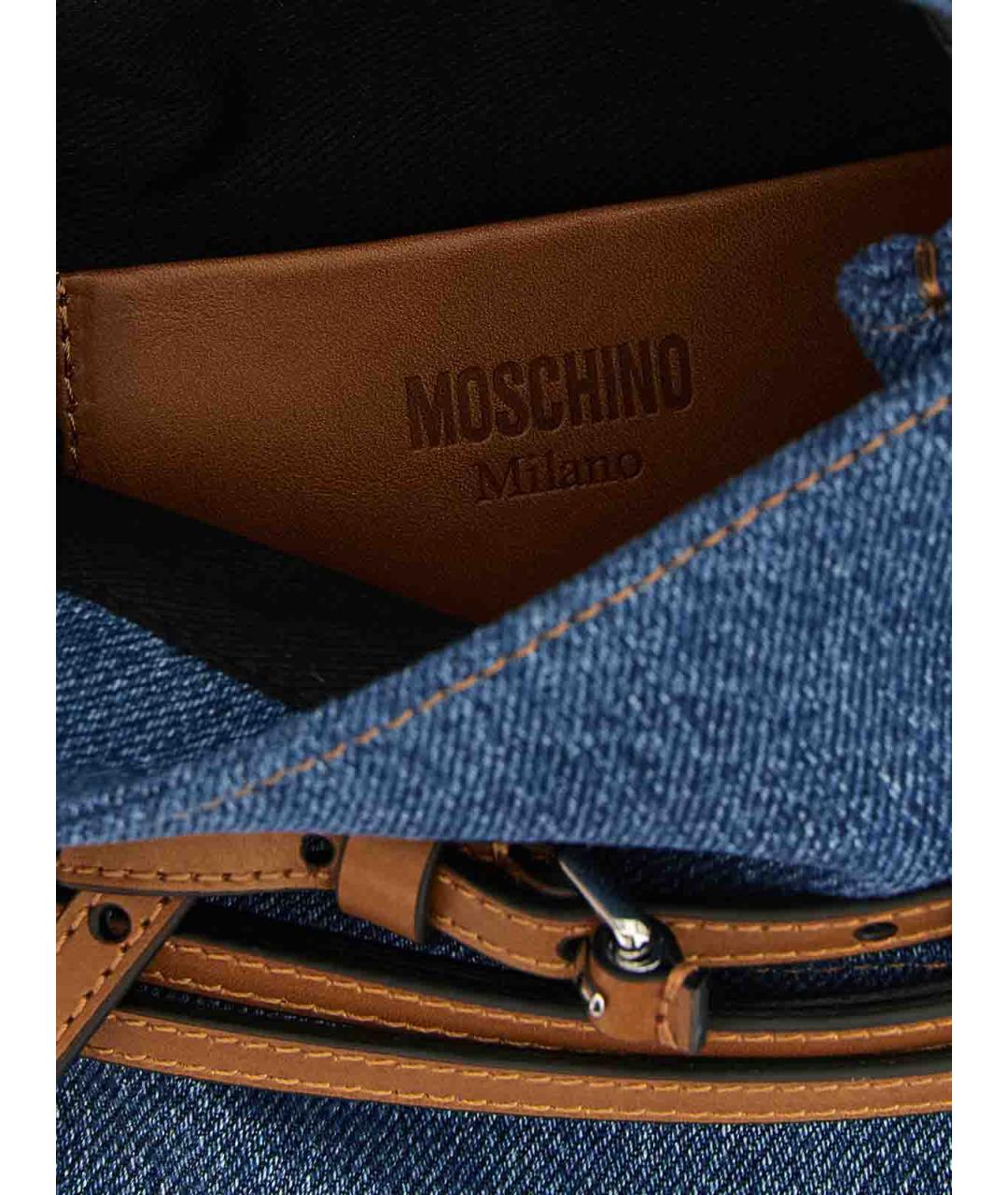 MOSCHINO Синяя тканевая сумка тоут, фото 4