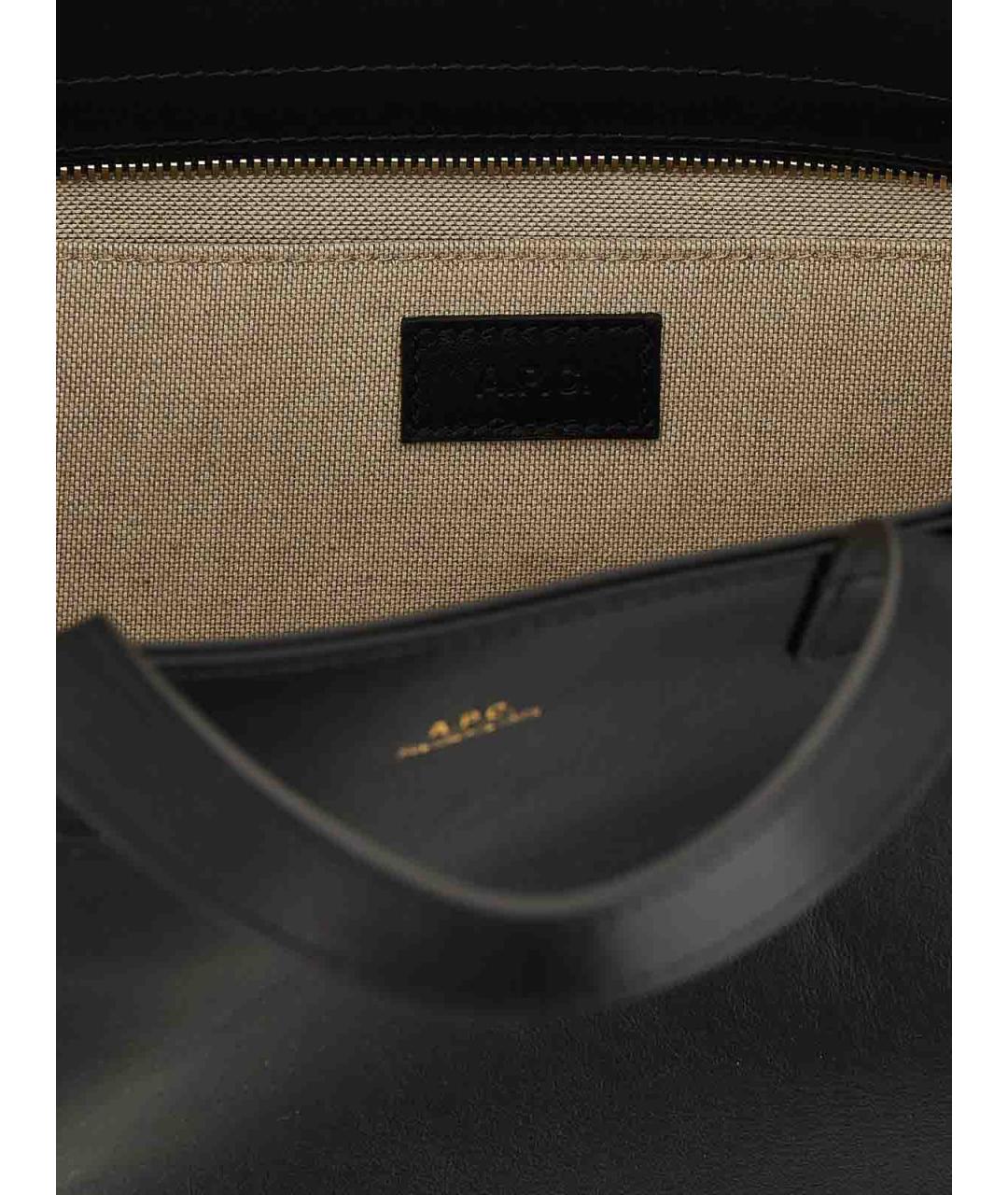 A.P.C. Черная кожаная сумка тоут, фото 4