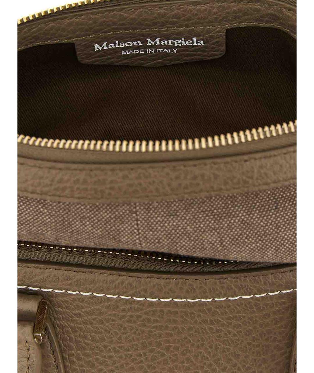 MAISON MARGIELA Серая кожаная сумка с короткими ручками, фото 4