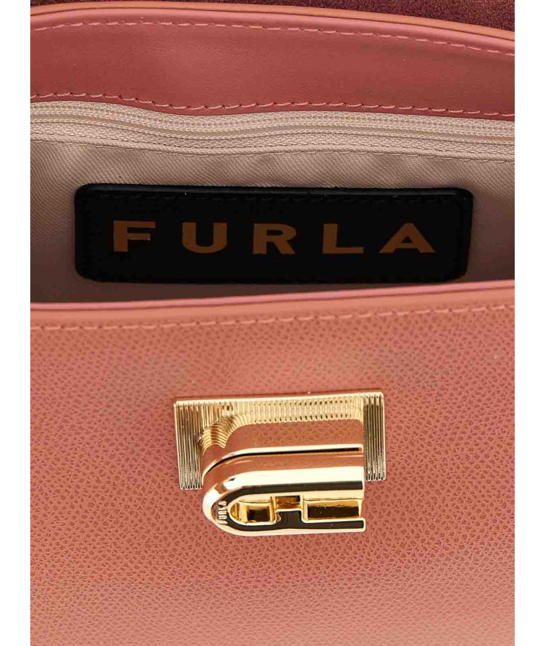 FURLA Розовая кожаная сумка с короткими ручками, фото 4