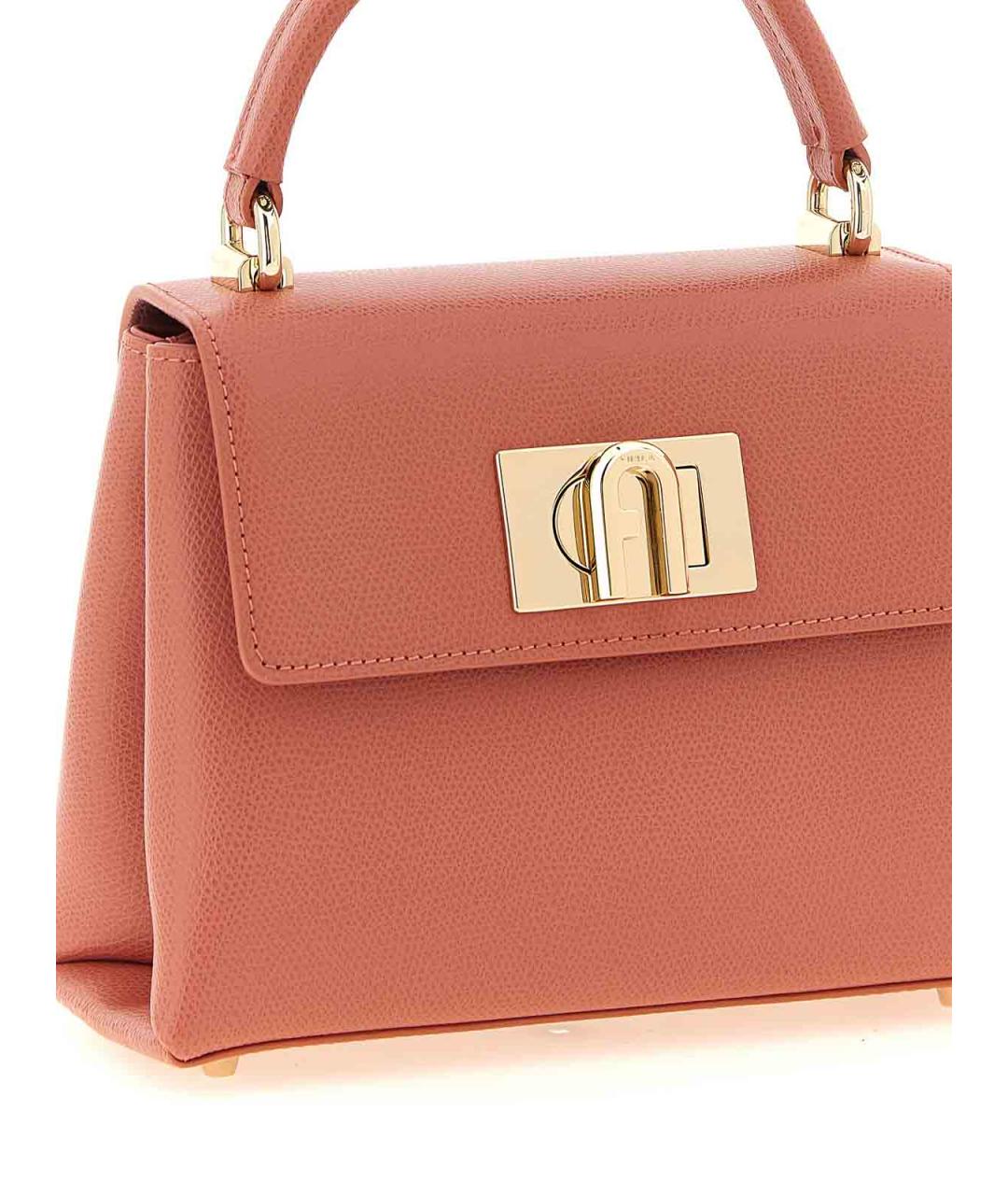FURLA Розовая кожаная сумка с короткими ручками, фото 3