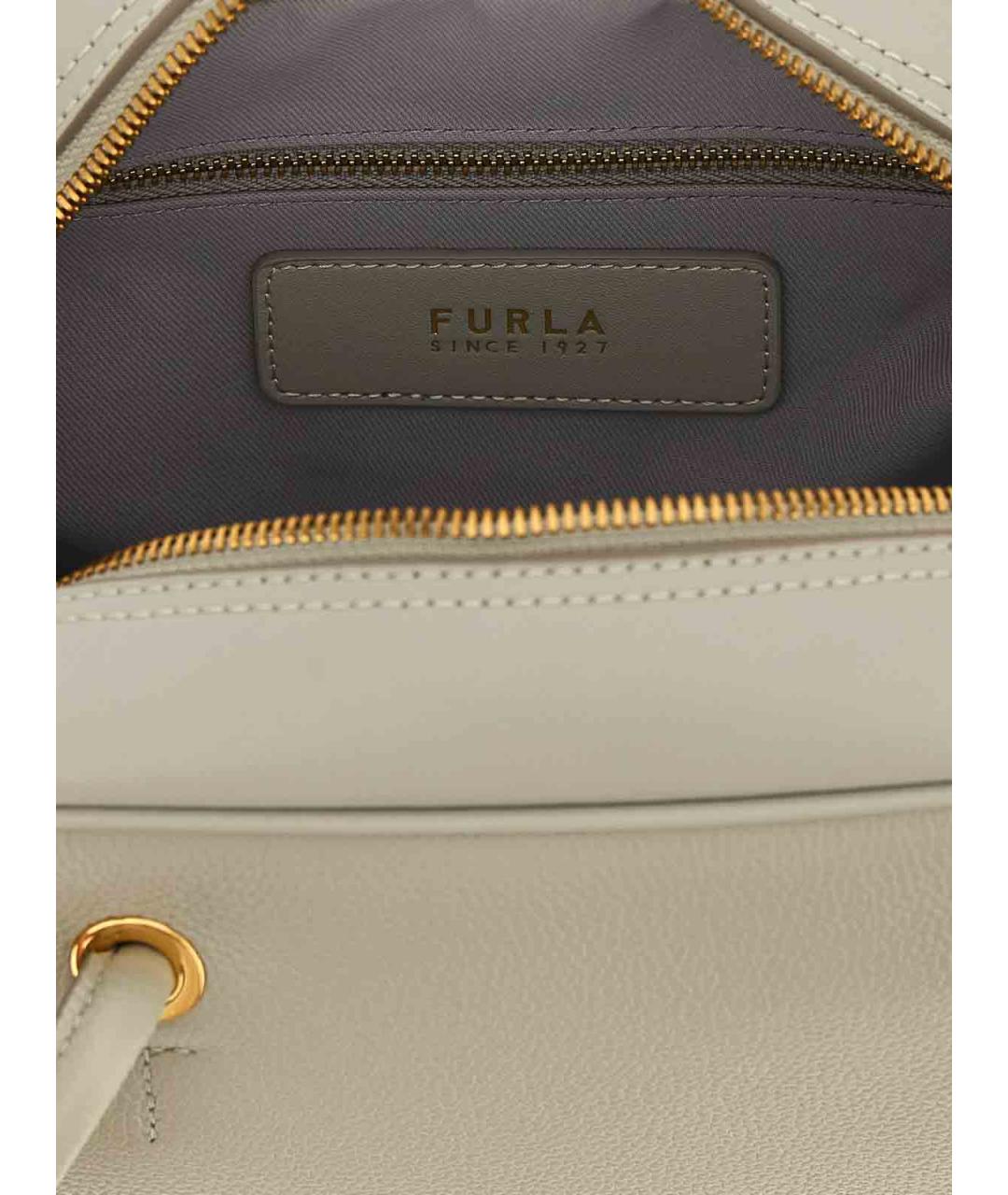 FURLA Серая кожаная сумка с короткими ручками, фото 4