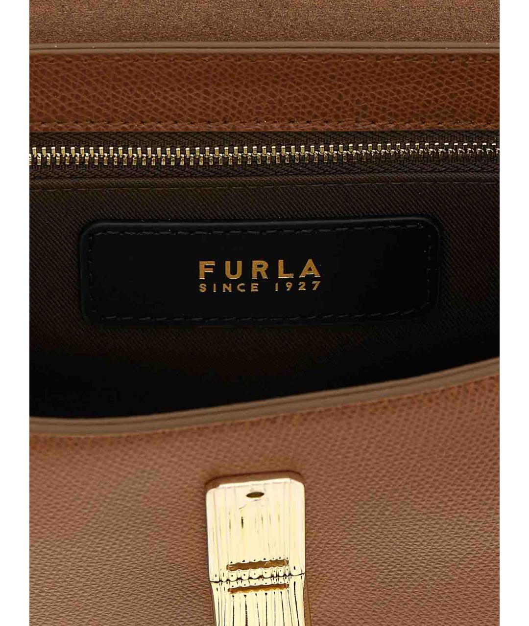 FURLA Коричневая кожаная сумка через плечо, фото 4