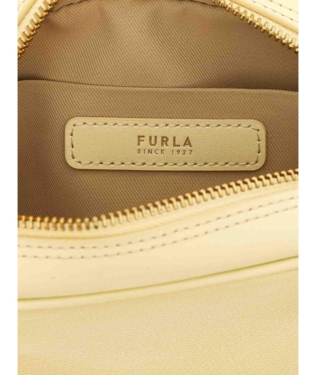 FURLA Желтая кожаная сумка с короткими ручками, фото 4