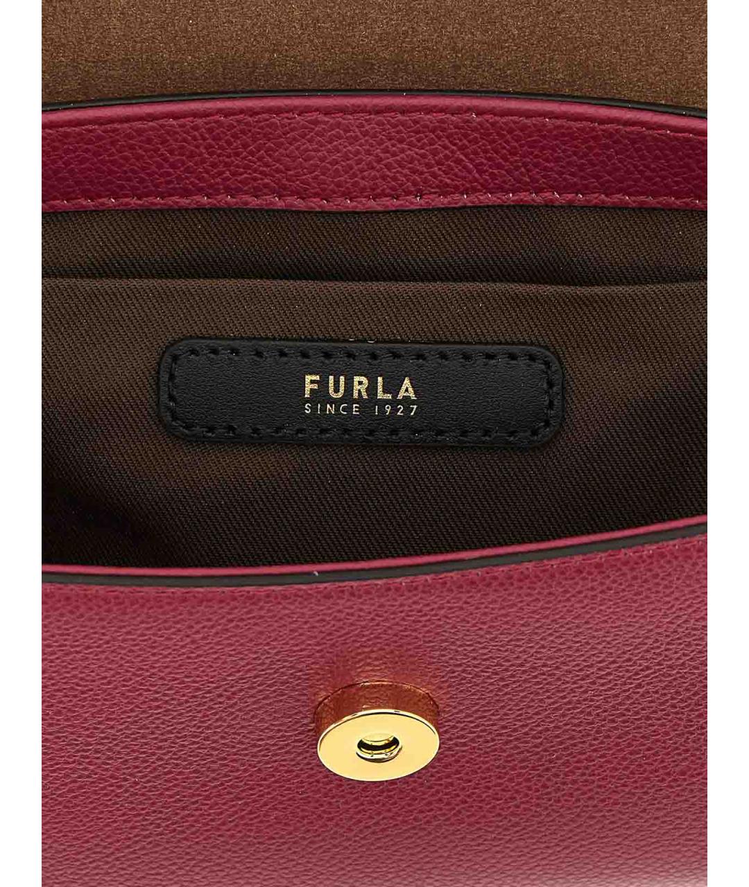 FURLA Красная кожаная сумка с короткими ручками, фото 4