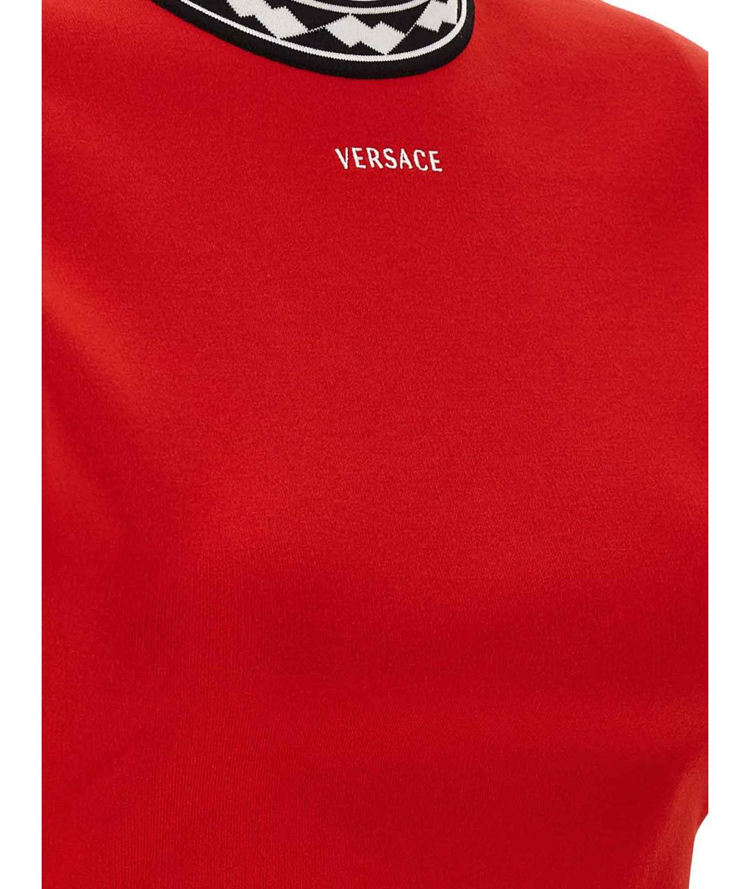 VERSACE Красное хлопковое повседневное платье, фото 4