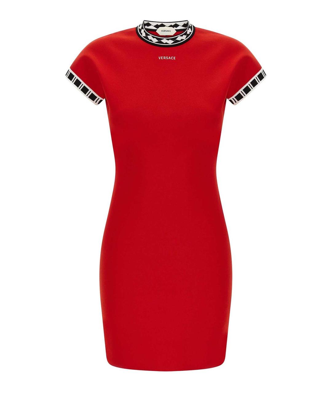 VERSACE Красное хлопковое повседневное платье, фото 1