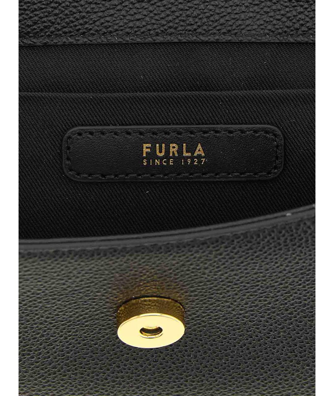 FURLA Черная кожаная сумка через плечо, фото 4