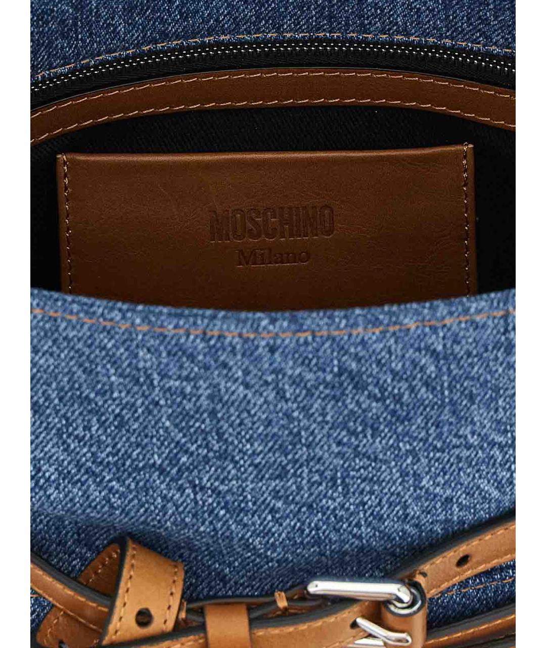MOSCHINO Синяя деним сумка с короткими ручками, фото 4