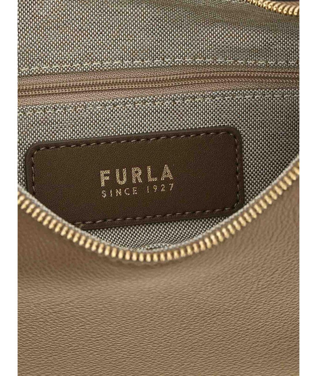 FURLA Бежевая кожаная сумка через плечо, фото 4