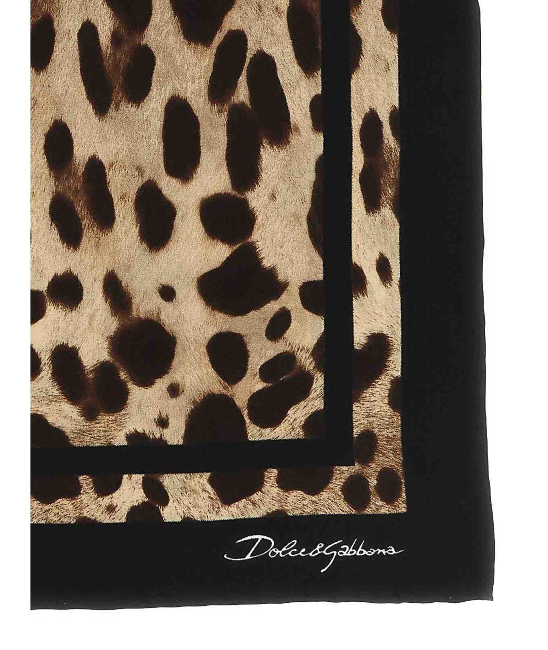 DOLCE&GABBANA Коричневый шелковый шарф, фото 2