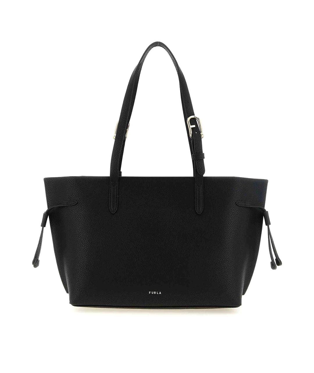 FURLA Черная кожаная сумка тоут, фото 1