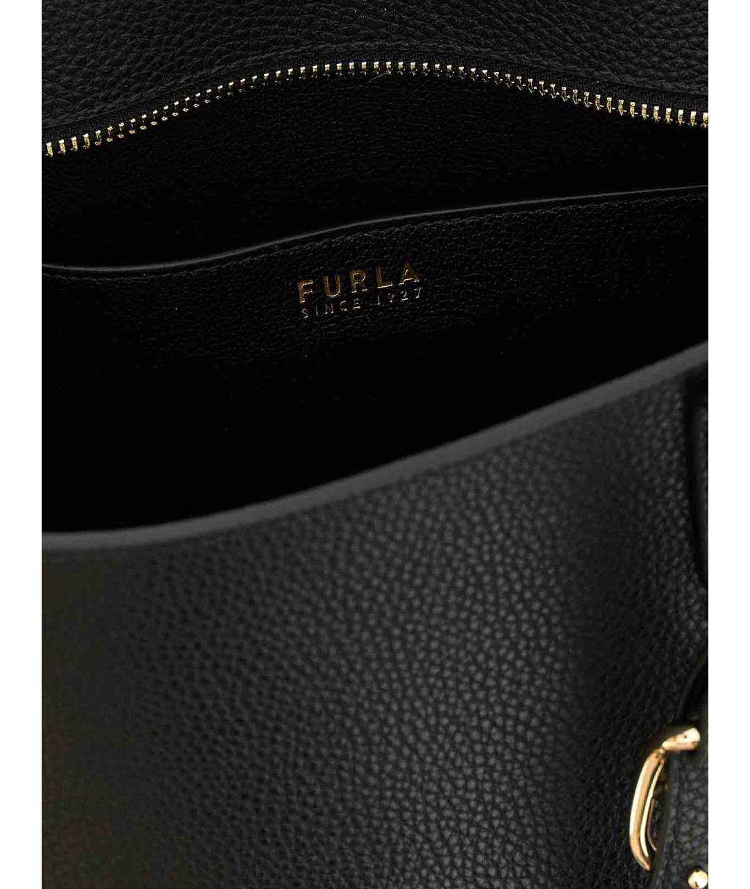 FURLA Черная кожаная сумка тоут, фото 4